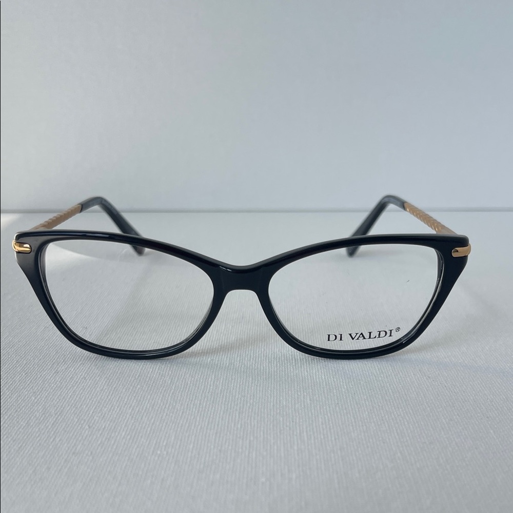 New Di Valdi Women's Black and Gold Frame Glasses DVO8042 Size: 52-15-140